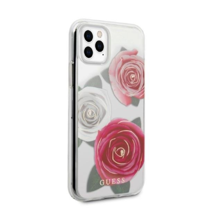 Guess - Guess iPhone 11 Pro Mobilskal Flower Desire Pink White Rose