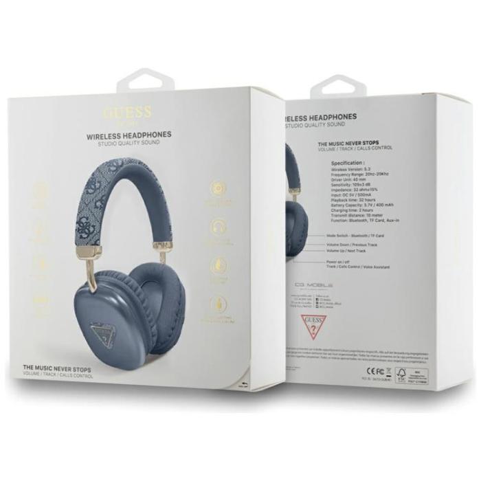 Guess - Guess Over-Ear Hörlurar Bluetooth 4G Triangle Logo - Blå