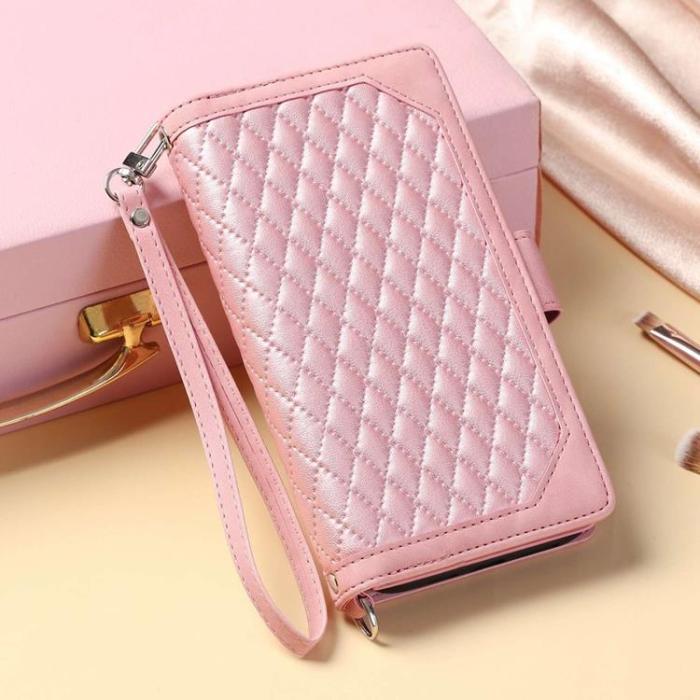 A-One Brand - iPhone 7/8/SE (2022/2020) Plånboksfodral Rhombus Grid - Rosa