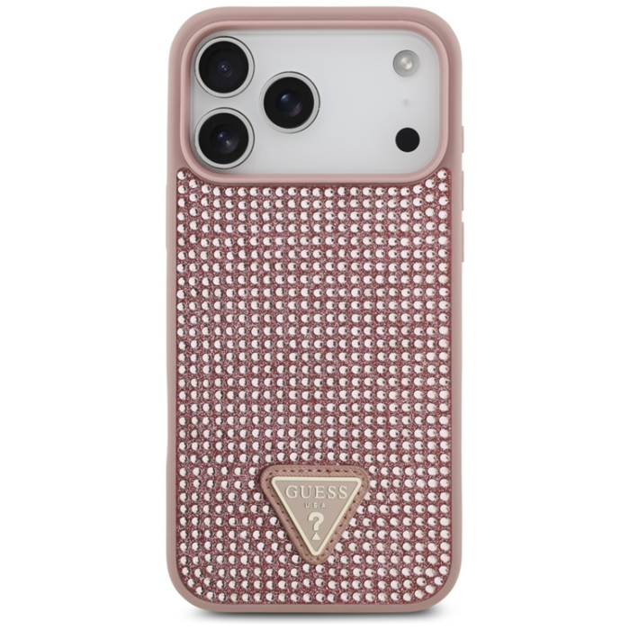 Guess - Guess iPhone 17 Pro Max Mobilskal Rhinestone Triangle Logo - Rosa