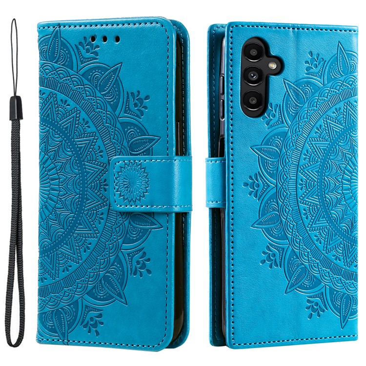 Galaxy A24 4G Plånboksfodral Imprinted Mandala Flower - Blå | 2353 | AlltMobil