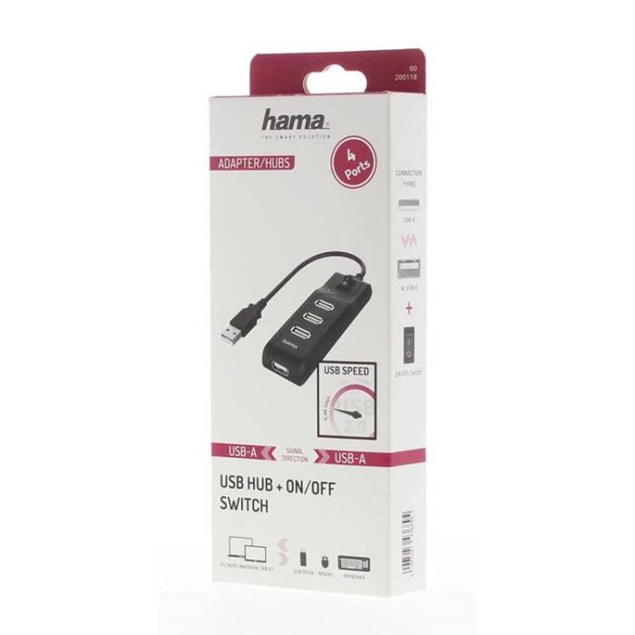 Hama - Hama Hub USB-A 2.0 Switch 4x Portar 480 Mbit/s - Svart