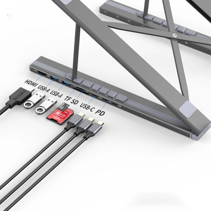 Choetech - Choetech 7in1 Multifunctional HUB USB-C Till Laptop Stativ - Grå