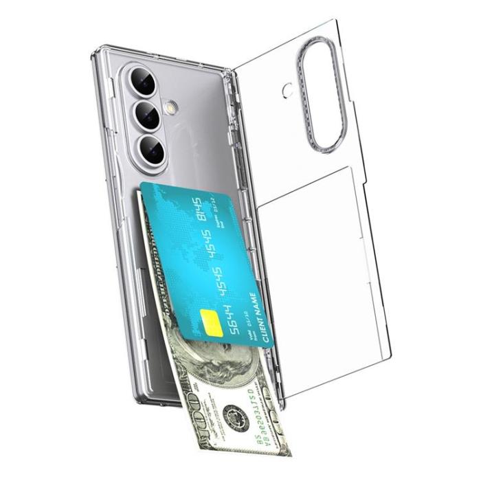 A-One Brand - Plånboksfodral För Galaxy Z Fold 8 med Härdat Glas - Transparent