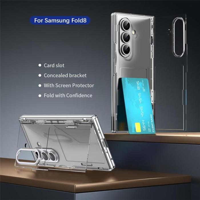 A-One Brand - Plånboksfodral För Galaxy Z Fold 8 med Härdat Glas - Transparent