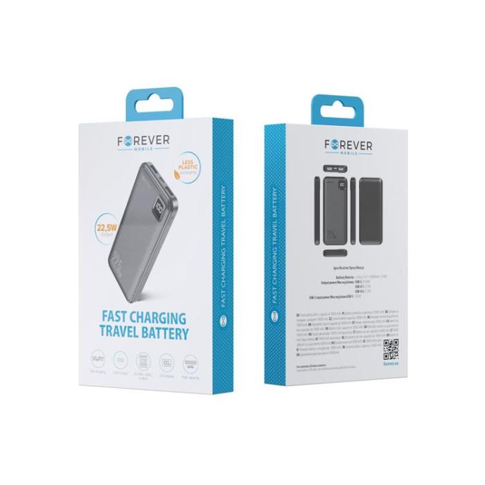 Forever - Forever Powerbank 10000mAh 22.5W PD QC - Svart