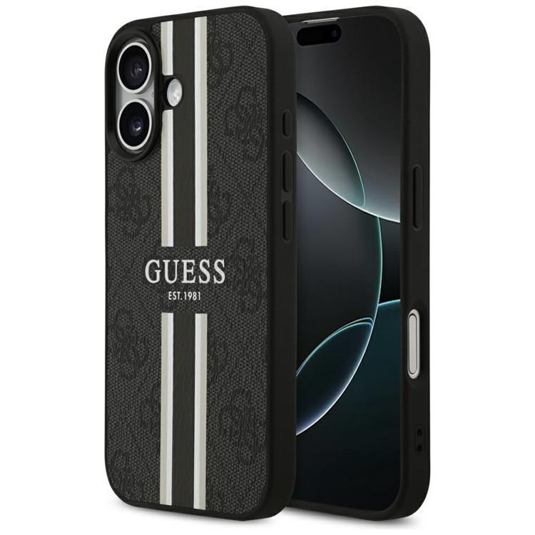 Guess iPhone 17 Mobilskal MagSafe 4G Printed Stripes - Svart | 2353 | AlltMobil
