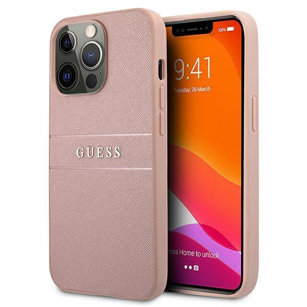 Guess iPhone 13 Pro Skal Max Saffiano Stripe - Rosa | 2353 | AlltMobil