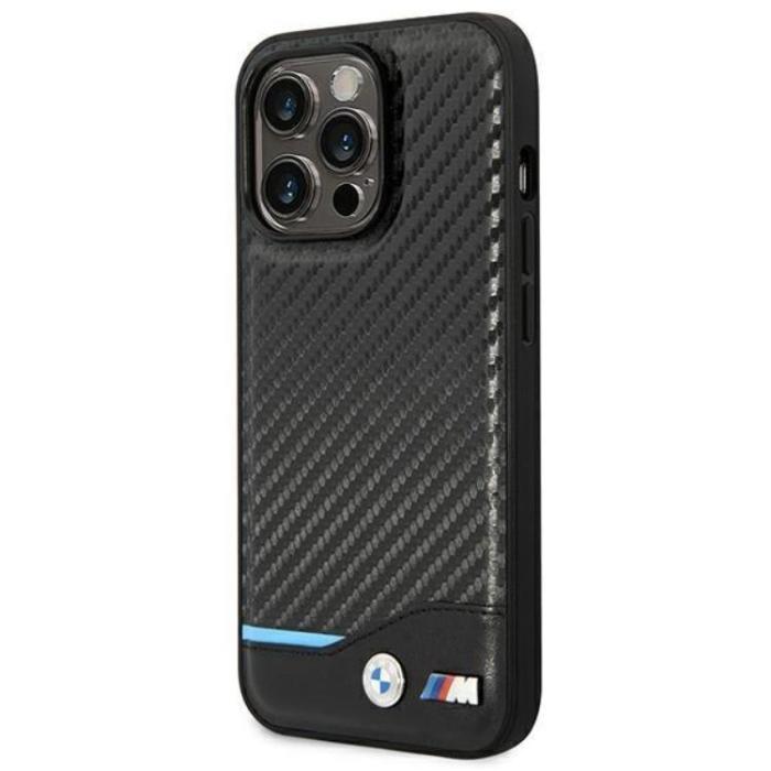 BMW - BMW iPhone 14 Pro Max Skal Läder Carbon - Svart