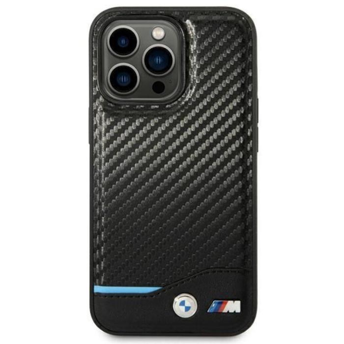 BMW - BMW iPhone 14 Pro Max Skal Läder Carbon - Svart