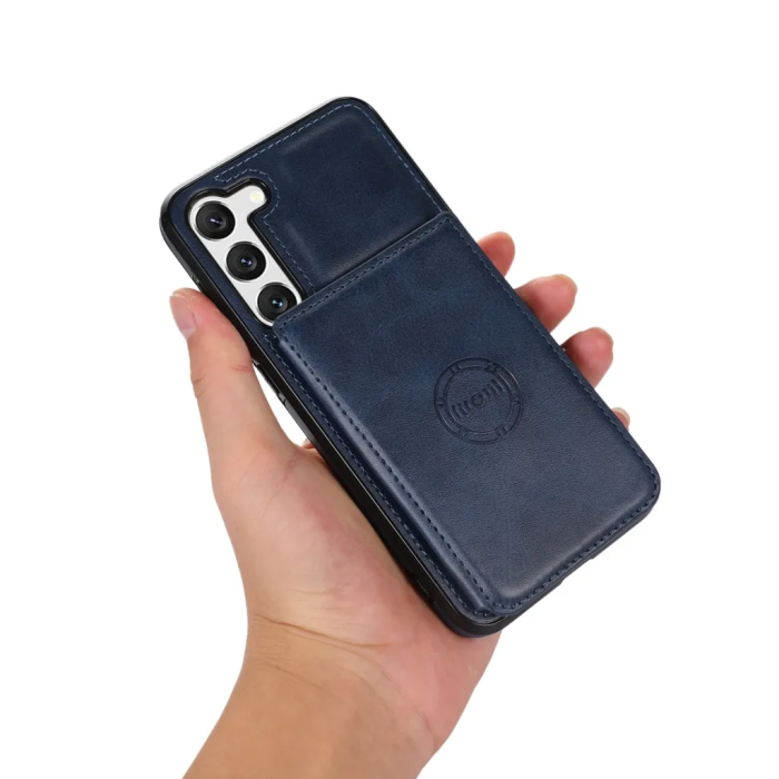 Taltech - Galaxy S23 Mobilskal Korthållare Kickstand Magnetiskt - Blå