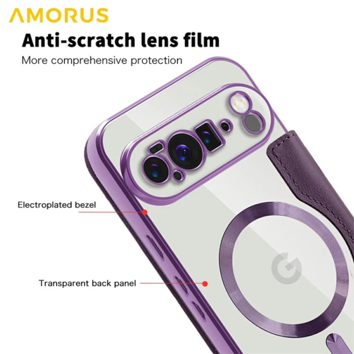 AMORUS - AMORUS Google Pixel 10 Pro XL Plånboksfodral Magsafe RFID - Lila