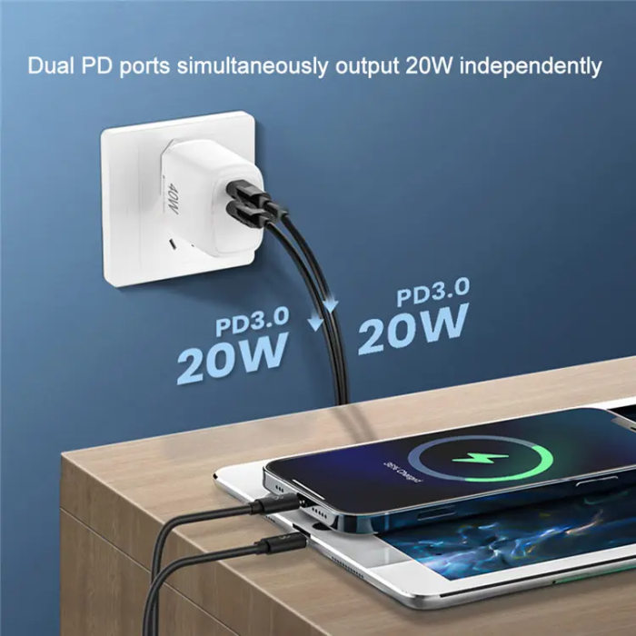 SiGN - SiGN Dual USB-C PD Väggladdare 40W - Vit
