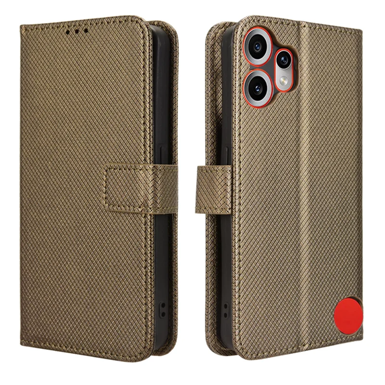 Nothing CMF Phone 2 Pro Plånboksfodral Diamond Konstläder - Brun | 2353 | AlltMobil