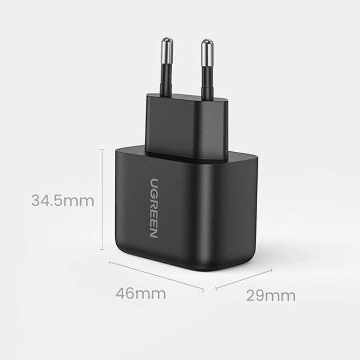 Ugreen - Ugreen Väggladdare 25W PD med Typ-C Kabel 2m - Svart