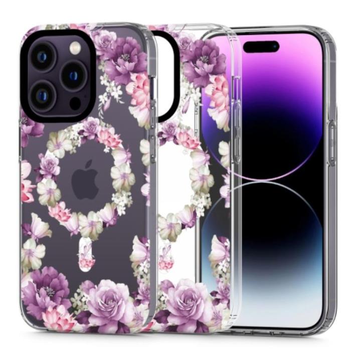 Tech-Protect - Tech-Protect iPhone 14 Pro Max Mobilskal Magsafe Magmood - Rose Floral