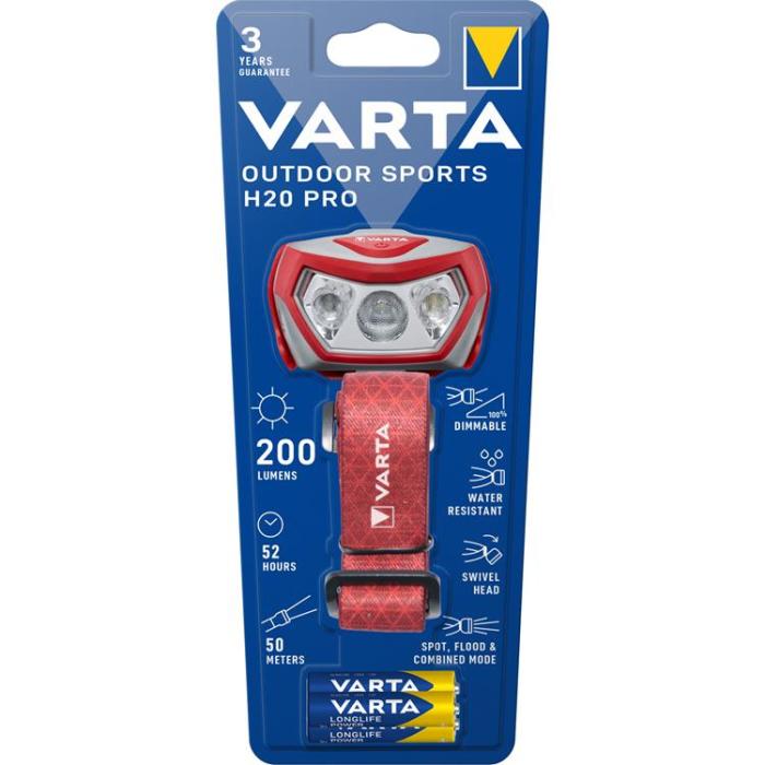 VARTA - Varta Pannlampa Outdoor Sports H20 Pro - Röd