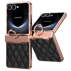 A-One Brand - Galaxy Z Flip 7 Mobilskal Rhinestone Ringhållare - Svart