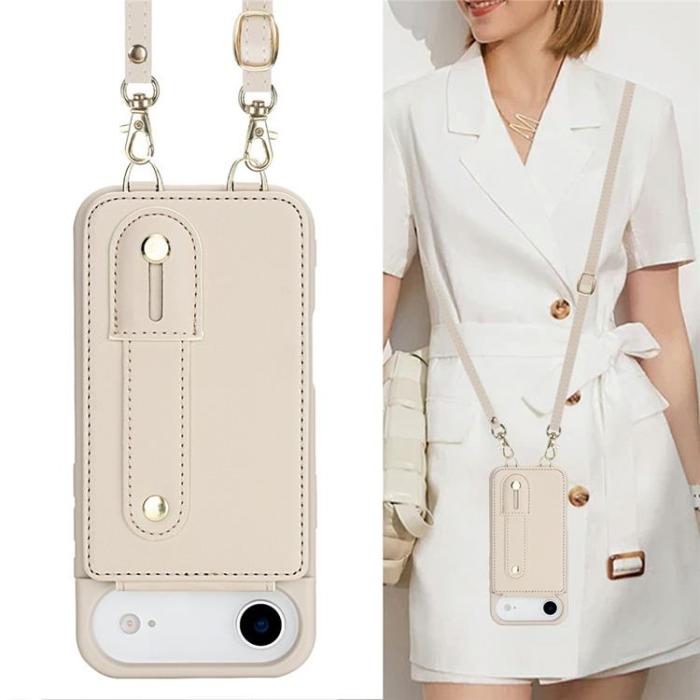 A-One Brand - iPhone 17 Air Mobilskal korthållare Med Axelrem - Beige
