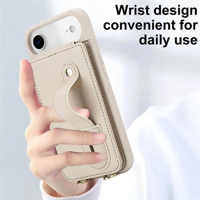 A-One Brand - iPhone 17 Air Mobilskal korthållare Med Axelrem - Beige