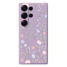 A-One Brand - Galaxy S25 Ultra Mobilskal Pink Blue Flowers Straight Edge - Lila