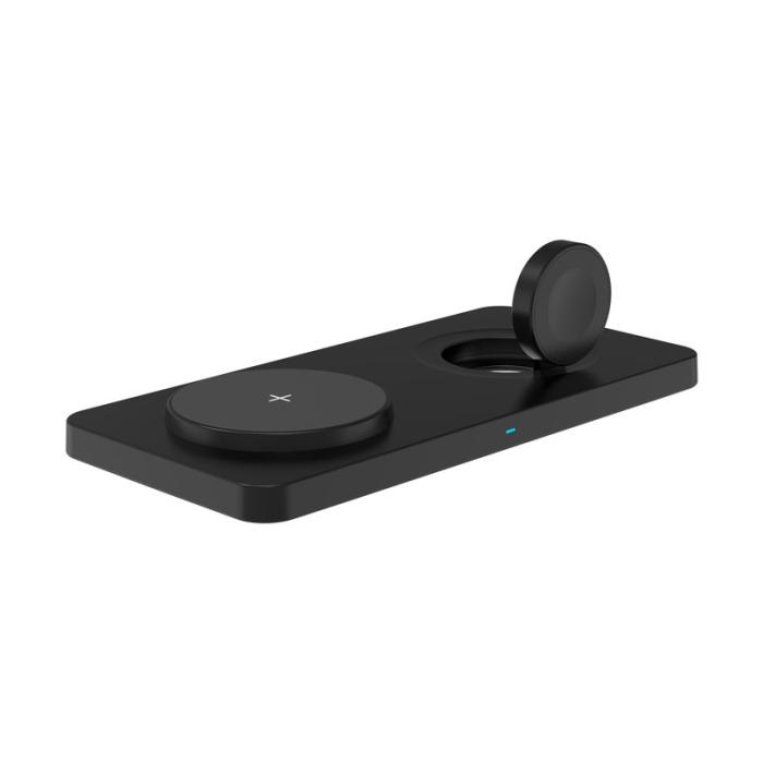 OEM - M13 2-i-1 Magnetisk Trådlös Laddare för AirPods/iPhone/Apple Watch - Svart