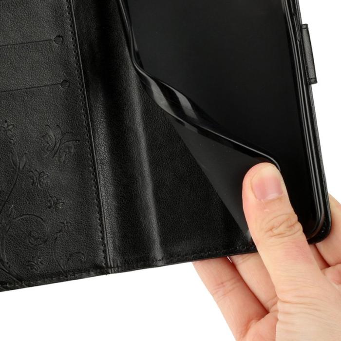 OEM - Samsung Galaxy A57 Plånboksfodral Konstläder Blomtryck - Svart