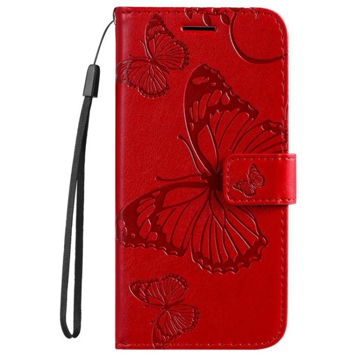 OEM - Butterfly Imprinted Fodral Galaxy S22 Plus - Röd