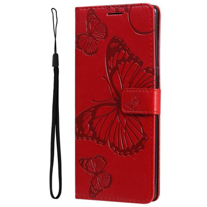 OEM - Butterfly Imprinted Fodral Galaxy S22 Plus - Röd