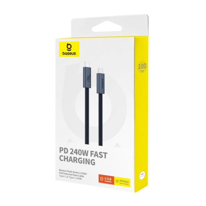 BASEUS - Baseus USB-C till USB-C kabel Snabb 240W 1m - Svart