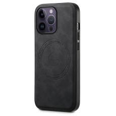 DENIOR - DENIOR A11 iPhone 14 Pro Max Magnetiskt Fodral KonstL&auml;der + PC + TPU Svart