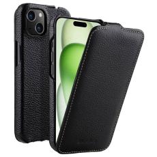 Melkco - MELKCO Mobilskal till iPhone 15 Plus Vertikalt Flip &Auml;kta L&auml;der + PC Svart