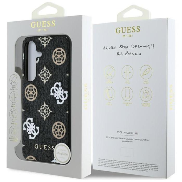 Guess - Guess Galaxy S25 Mobilskal MagSafe 4G Printed Colored Peony - Svart