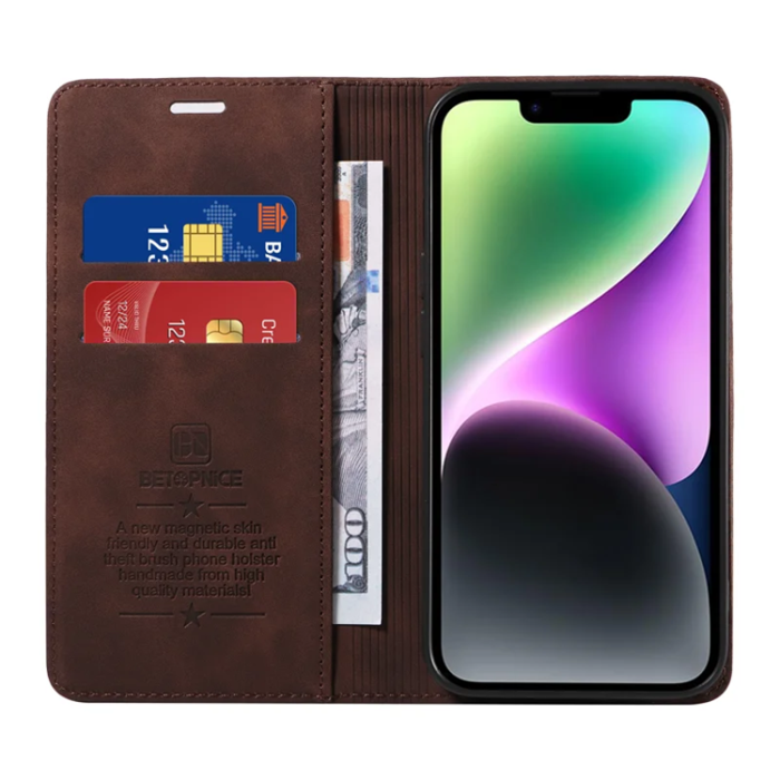 BETOPNICE - Betopnice iPhone 17 Plånboksfodral Magnetic RFID Blocking - Brun