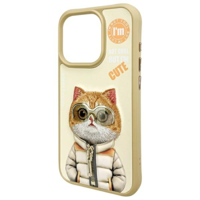 NIMMY - Nimmy iPhone 15 Pro Max Mobilskal Cool & Cute 2.0 Cat - Khaki