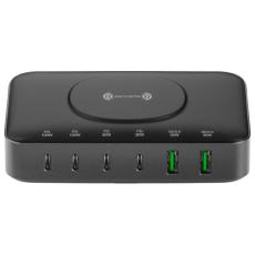4smarts - 4smarts 7-i-1 100W Laddstation med Tr&aring;dl&ouml;s laddning &ndash; Svart/Gr&aring;