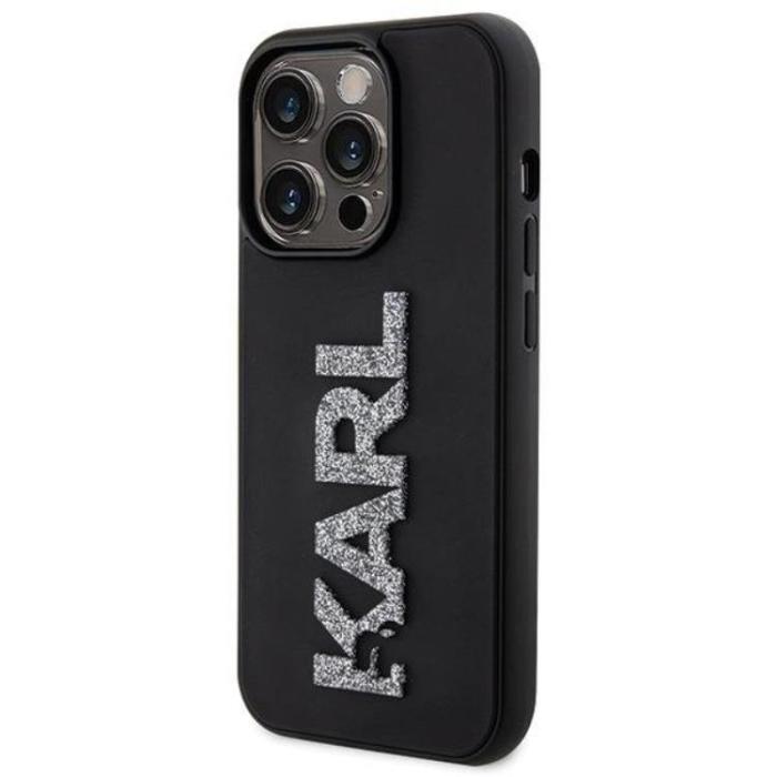 KARL LAGERFELD - Karl Lagerfeld iPhone 15 Pro Mobilskal 3D Glitter Logo - Svart