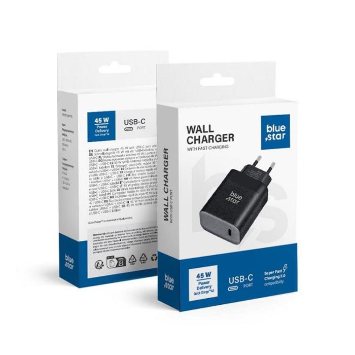 Blue Star - Blue Star Supersnabb laddare 45W med USB C-uttag 3A med PD och QC 4.0