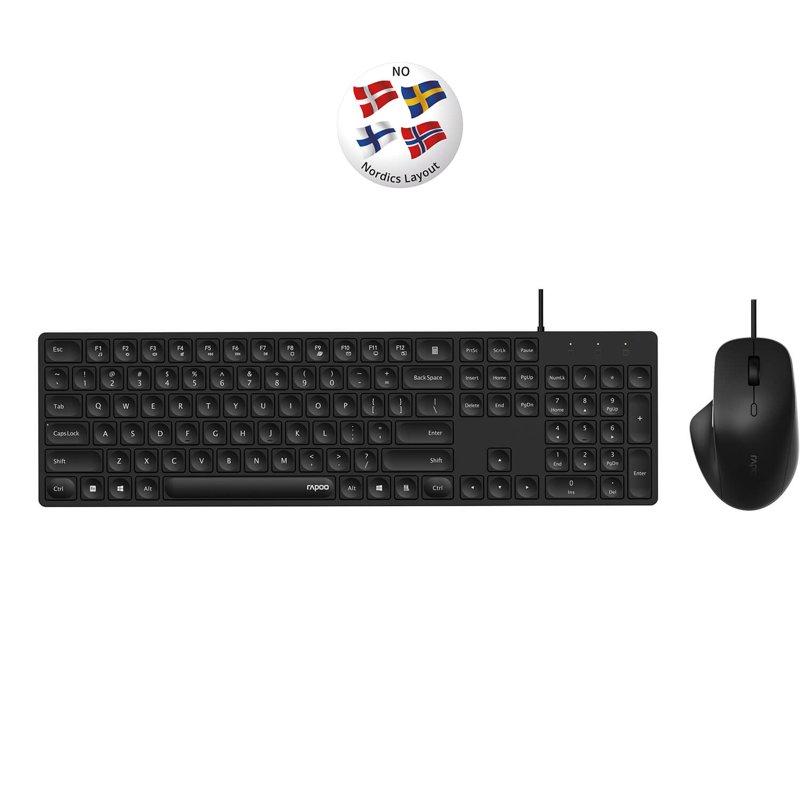 RAPOO Tangentbord/Mus-set NX8020 Kabelanslutet Svart