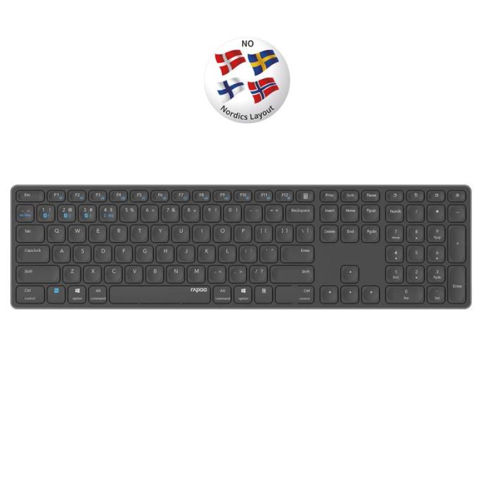 Rapoo - RAPOO Tangentbord E9800M Multi-Mode Trådlös Mörkgrå
