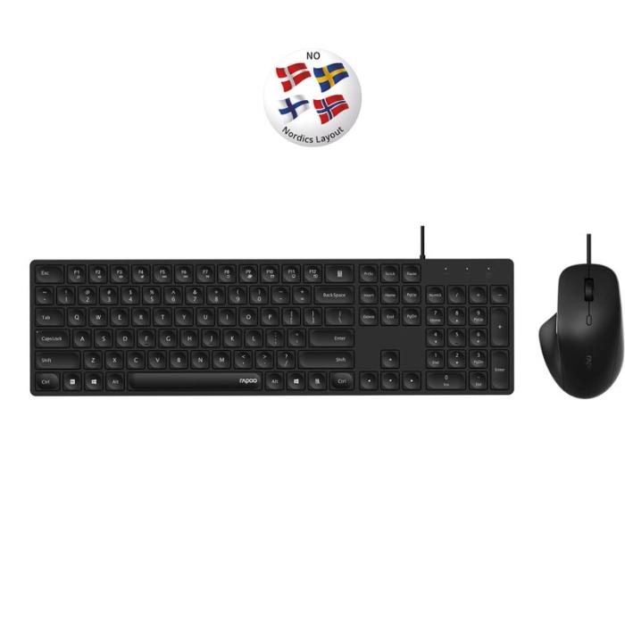Rapoo - RAPOO Tangentbord/Mus-set NX8020 Kabelanslutet Svart