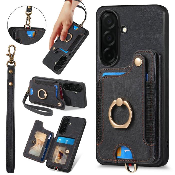 OEM - Mobilfodral för Samsung Galaxy S26 Plus Konstläder RFID - Svart