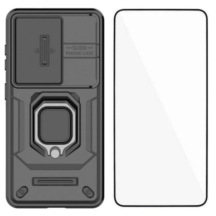 WANLONFENG - WANLONFENG Mobilskal för Samsung Galaxy S26 PC + TPU Kickstand - Svart