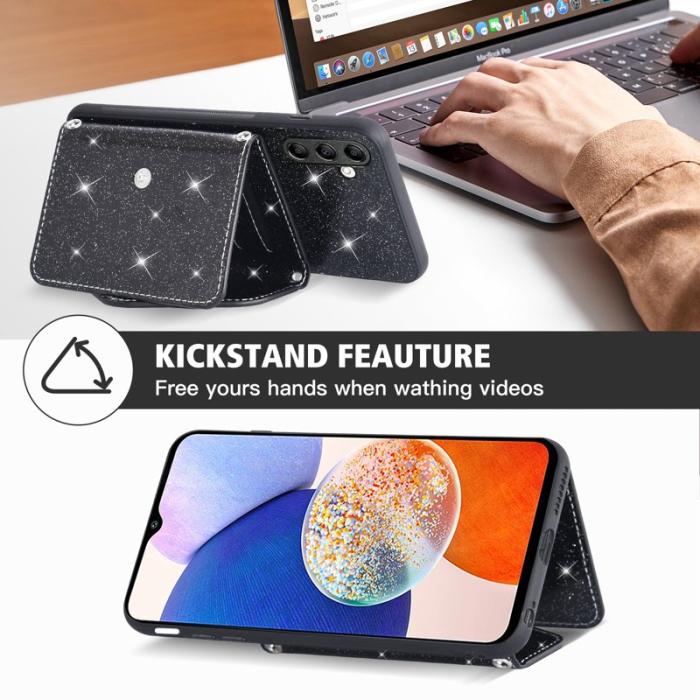 OEM - Mobilfodral för Samsung Galaxy S26 Plus Kickstand Kortfack Konstläder TPU Svart