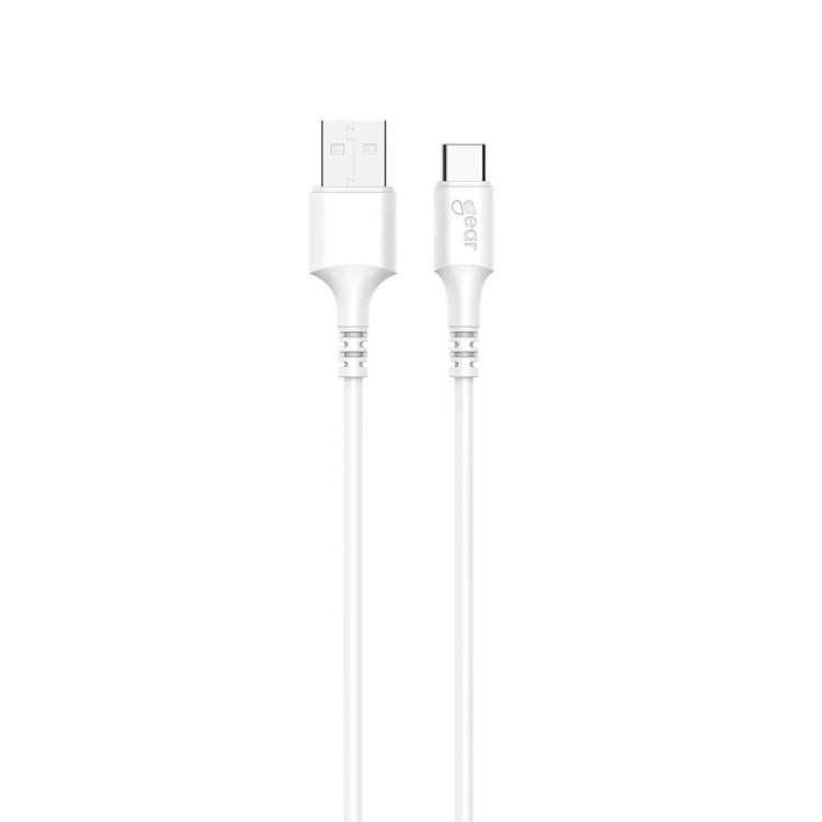 GEAR Laddkabel USB-C till USB-A kabel 2.0 2m Vit gen2 Rund | 3541 | AlltMobil