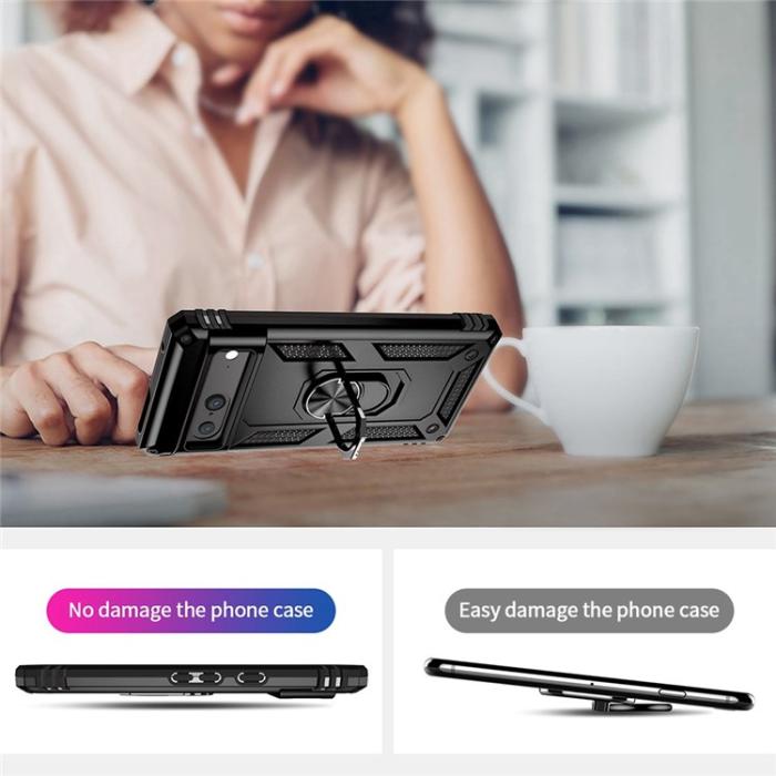 UTGATT1 - Google Pixel 7 Skal Ringhållare Rotatable Kickstand - Svart