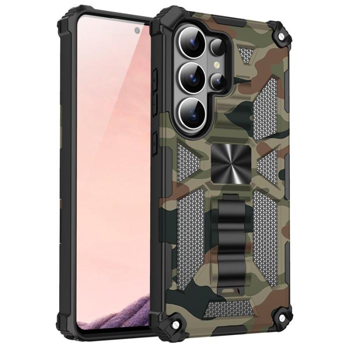 OEM - Mobilskal för Samsung Galaxy S26 Ultra Kickstand PC + TPU - Armégrön