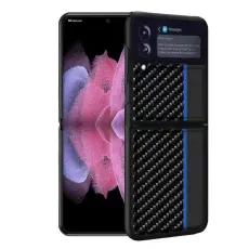 OEM - Galaxy Z Flip 4 Skal Carbon PC - Mörkblå