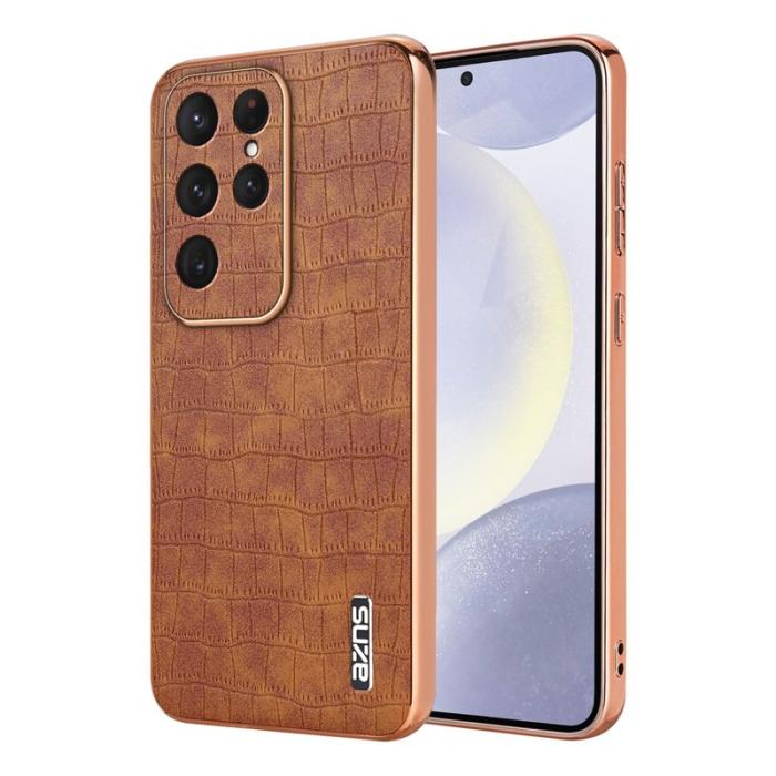 AZNS - AZNS Mobilskal för Samsung Galaxy S26 Ultra PU + TPU Krokodiltextur - Brun