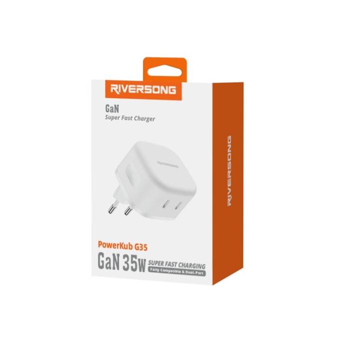 Riversong - Riversong Väggladdare 2x USB-C 35W PowerKub G35 - Vit